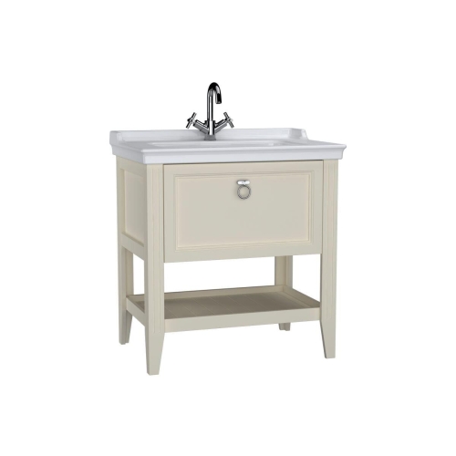 Vitra Valarte Lavabo Dolabı 80 cm - Çekmeceli Etajerli - Fil Dişi