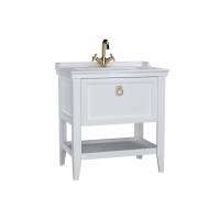 62180-Vitra Valarte Lavabo Dolabı - 80 cm Çekmeceli Etajer - Beyaz
