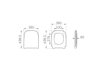 147-003-909-Vitra S20 Square Klozet Kapağı - Üstten Sıkmalı Yavaş Kapanır Plastik Menteşeli - Beyaz