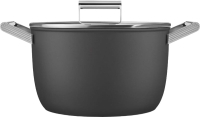 Smeg Cookware 50-S Style Siyah Tencere Cam Kapaklı 26 cm