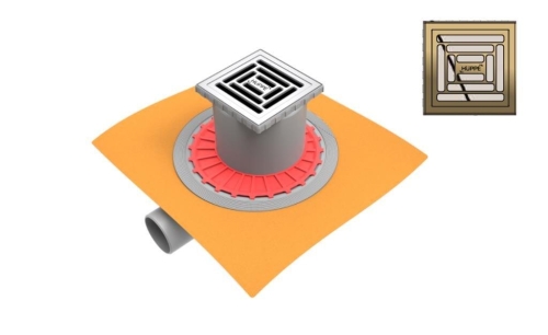 Hüppe Master X Yalıtımlı Noktasal Su Gideri - 10X10 cm Yandan - Parlak Altın