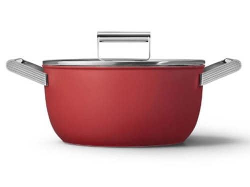 Smeg Cookware 50-S Style Kırmızı Tencere Cam Kapaklı 24 cm
