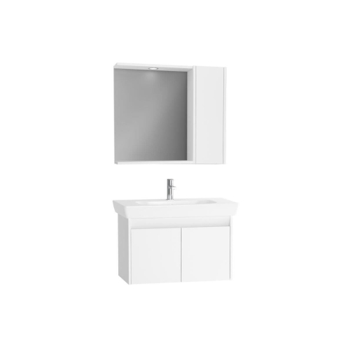 Vitra Step Banyo Dolabı Seti - 85cm Lavabo Dolabı + Yandan Dolaplı Ayna Demonte - P. Beyaz