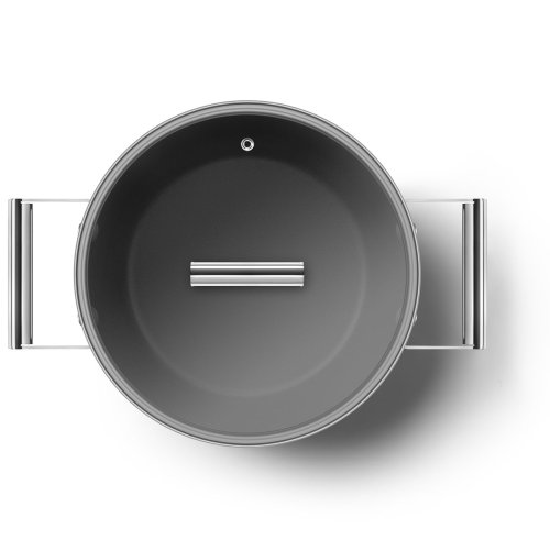 Smeg Cookware 50-S Style Siyah Tencere Cam Kapaklı 26 cm