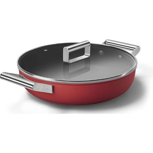 Smeg Cookware 50-S Style Kırmızı Pilav Tenceresi Cam Kapaklı 28 cm
