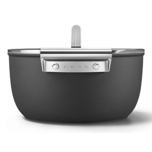 Smeg Cookware 50-S Style Siyah Tencere Cam Kapaklı 24 cm
