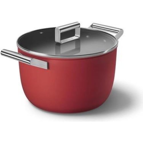 Smeg Cookware 50-S Style Kırmızı Tencere Cam Kapaklı 26 cm